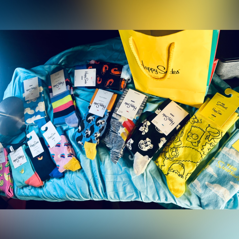 BNWT 12 Pair NEW Happy Socks Multicolored Simpsons Themed Bundle/Solo Fits Most